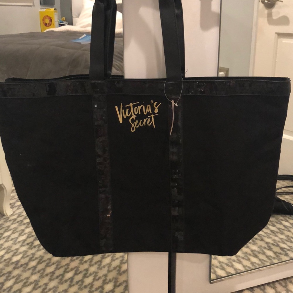 BLACK VICTORIAS SECRET TOTE BAG🔥🔥🔥